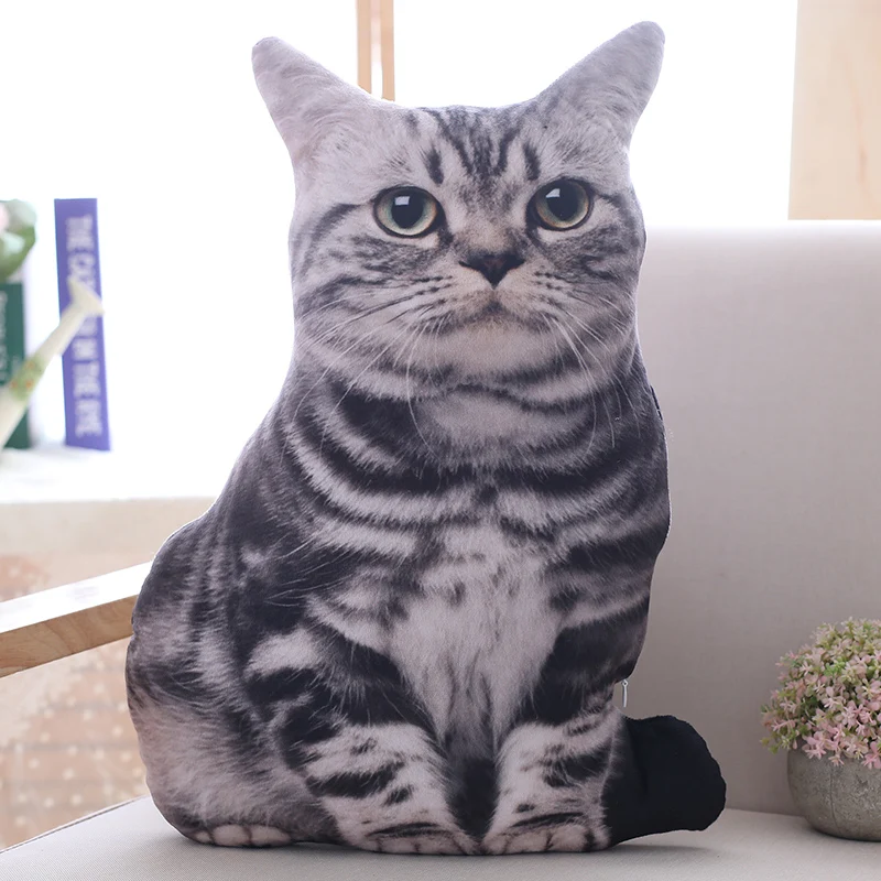 Cojín peluche de gato 3D suave y mullido para niños - imagen 4
