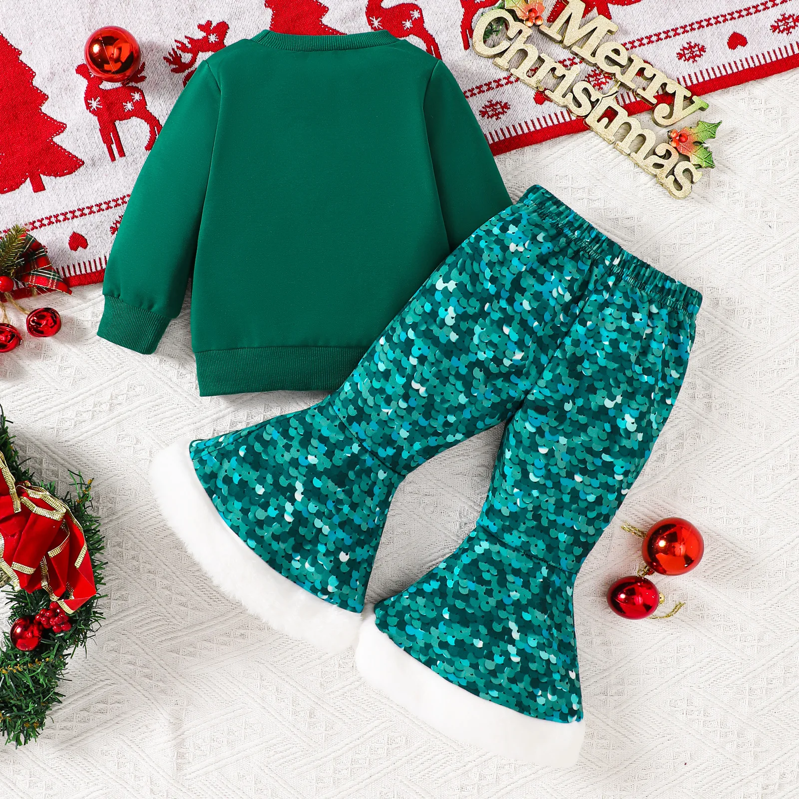 Conjunto de invierno con top de Navidad y pantalón de lentejuelas - imagen 2