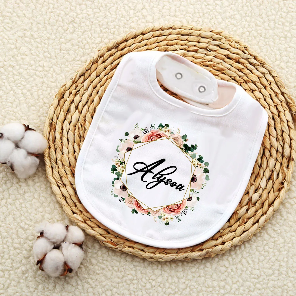 Babero personalizado bebé con corona y nombre de algodón - imagen 2
