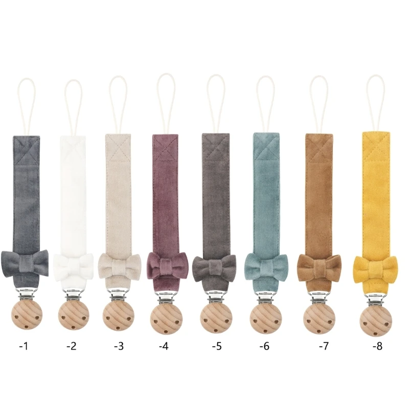 Cadena para chupete con lazo y clip en color pastel