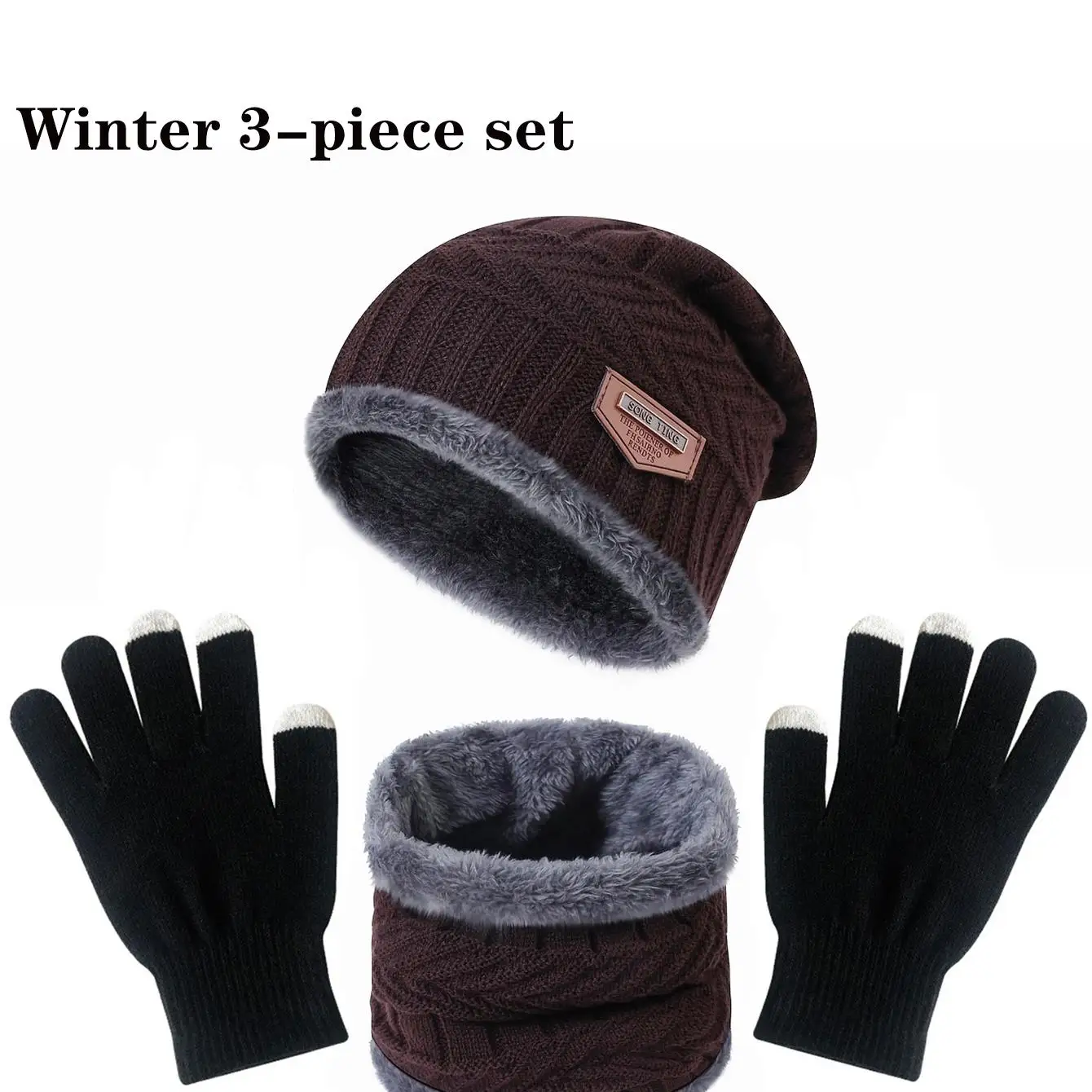 Gorro de terciopelo infantil cálido con conjunto de guantes coral - imagen 5