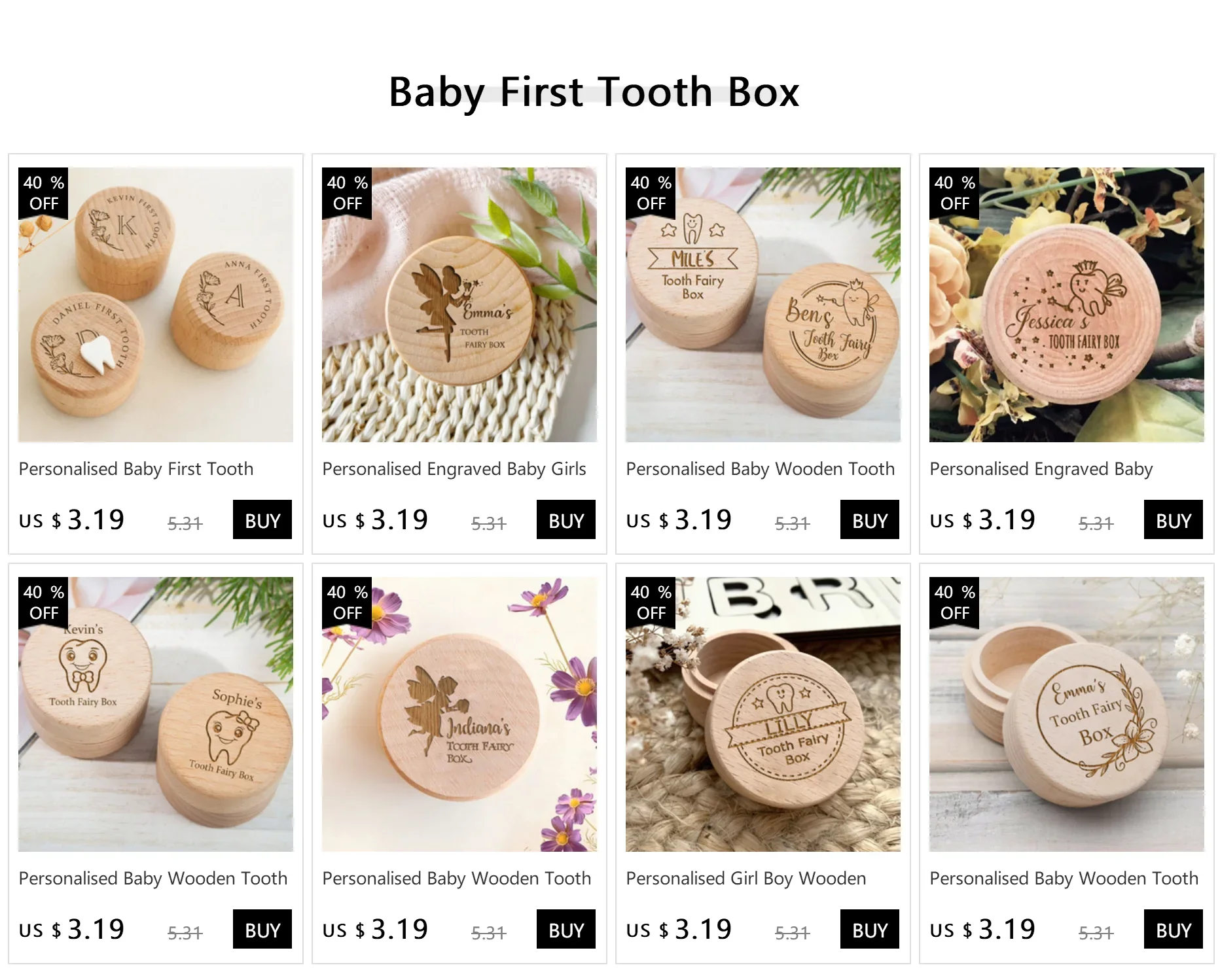 Caja de dientes personalizada con grabado
