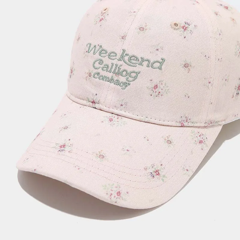 Gorra de béisbol floral bordada en algodón ajustable con visera curva - imagen 2