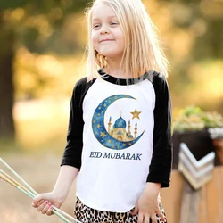 Camiseta Eid Mubarak niños – Diseño islámico raglán manga larga