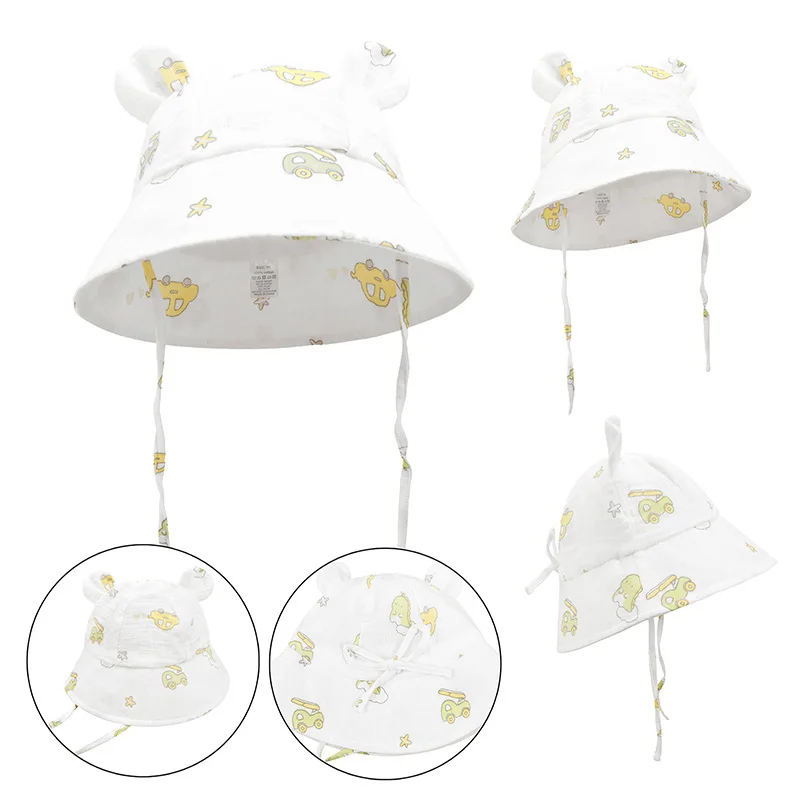Sombrero de pescador de algodón para bebé con estampado floral de fresa - imagen 4