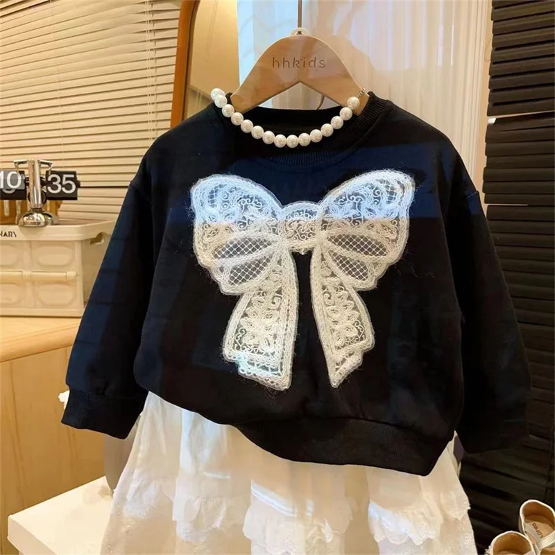 Jersey de primavera con lazo estilo dulce para niñas y niños - imagen 3