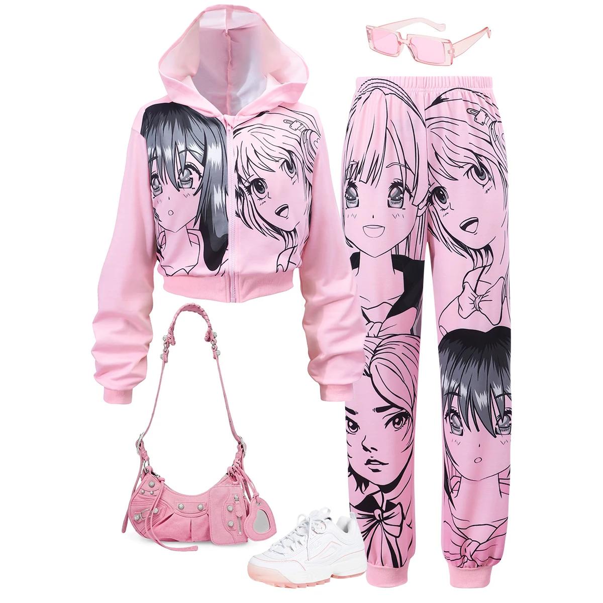 Pantalones rosa con cintura elástica