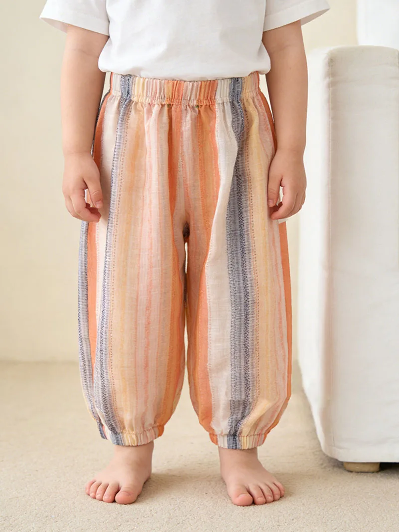 Pantalones de verano anchos ventilados para niños con rayas - imagen 4
