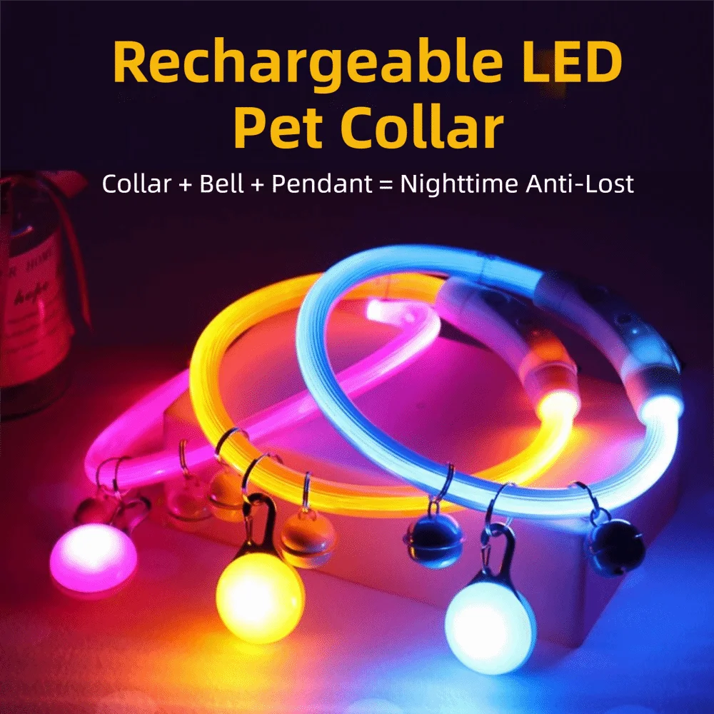 Collar LED luminoso para perro ajustable multicolor con fibra óptica - imagen 4