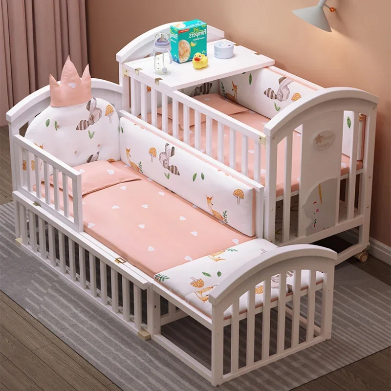 Cuna multifuncional de madera maciza convertible 2 en 1 para niños - imagen 5