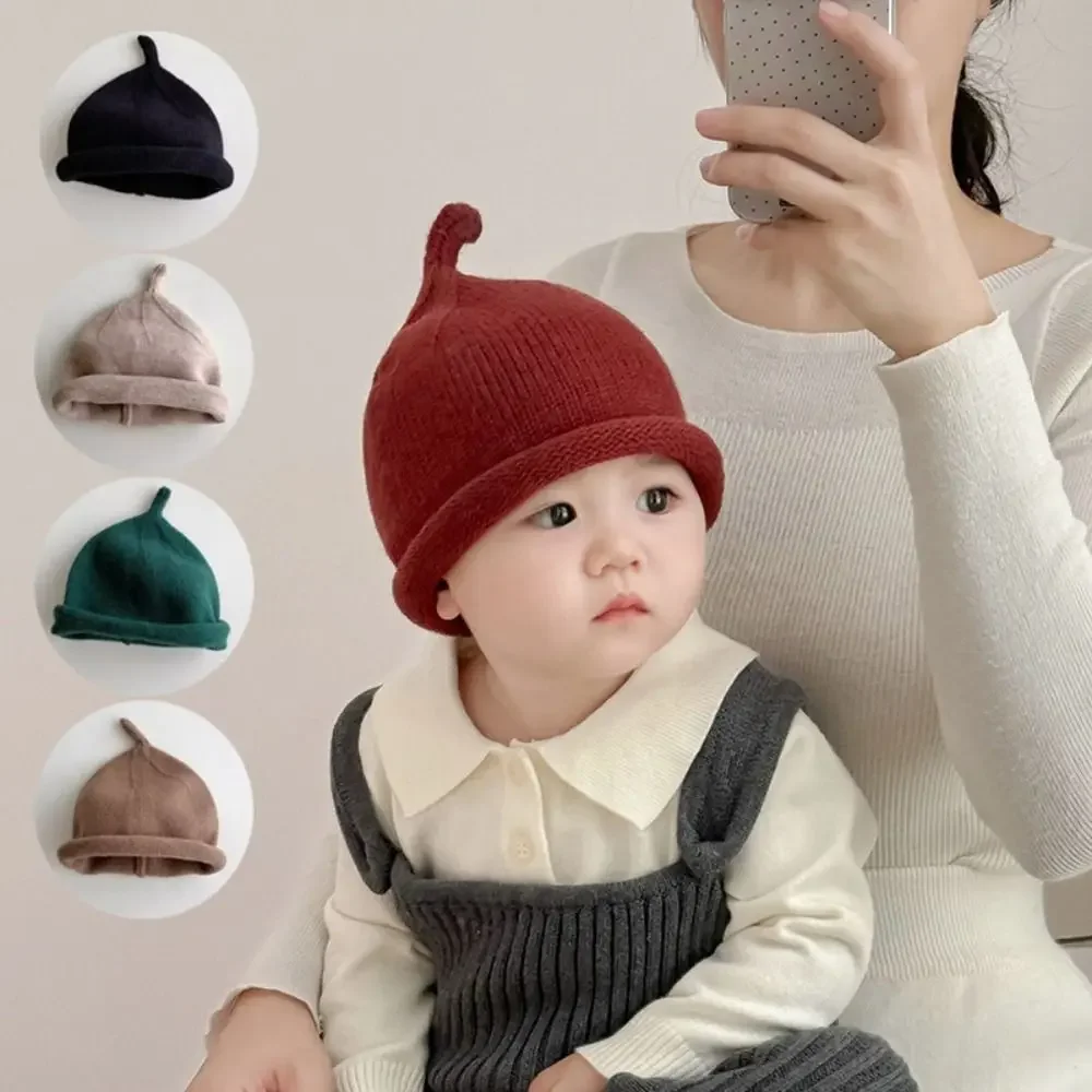 Gorro de invierno grueso ganchillo para niños – Color sólido y cálido - imagen 2