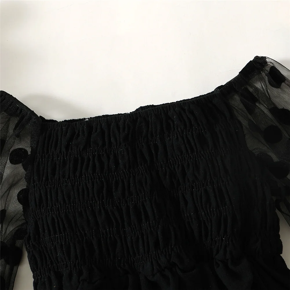 Vestido tul negro con lunares manga larga infantil - imagen 4