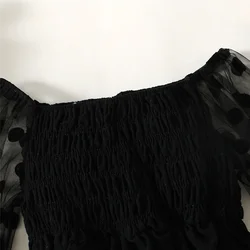 Vestido tul negro con lunares manga larga infantil