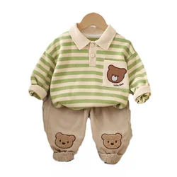 Conjunto otoño bebé niña – camiseta de rayas y pantalones cómodos
