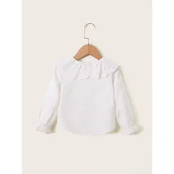 Camiseta manga larga encaje para niña – Estilo coreano primavera otoño