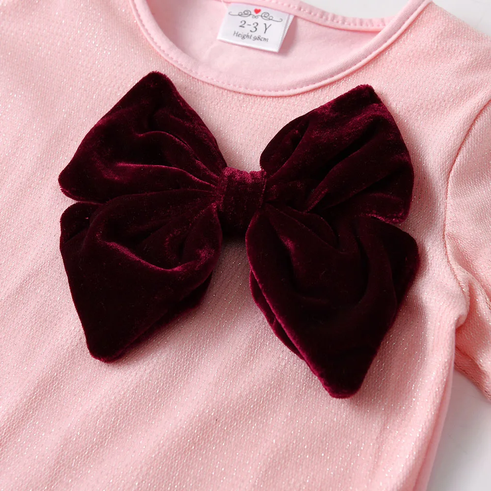 DXTON Vestido de princesa con lazo para niña – manga larga otoño - imagen 2