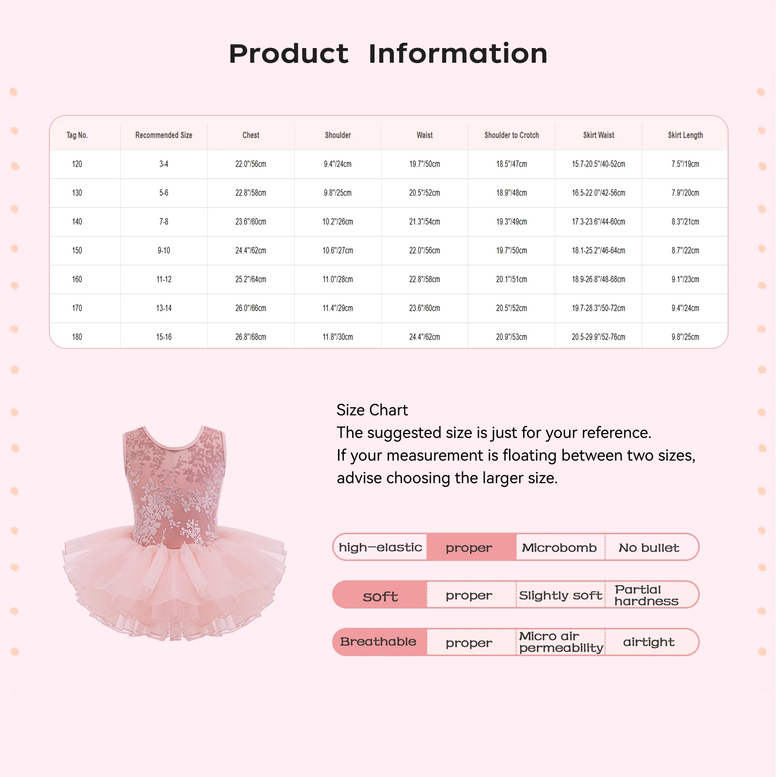 Traje de ballet infantil para niñas con leotardo sin mangas y tul - imagen 5