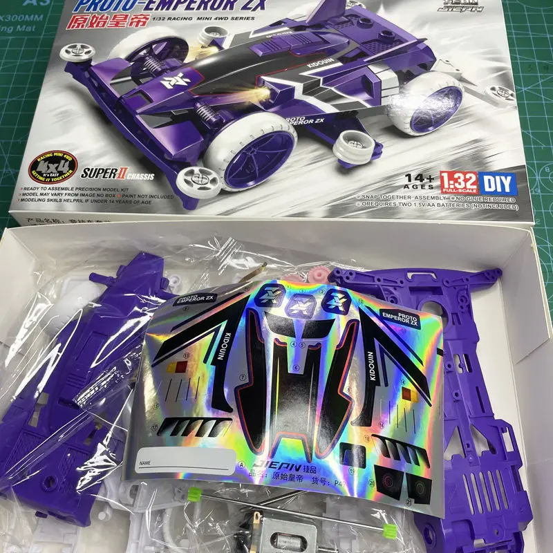 Coche Jiepin Mini 4WD con LED y pegatinas láser morado chasis S2 - imagen 2