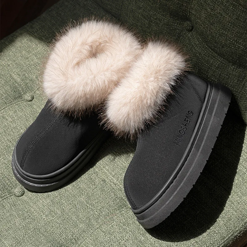 Botas de nieve infantiles sin cordones de piel sintética - imagen 5
