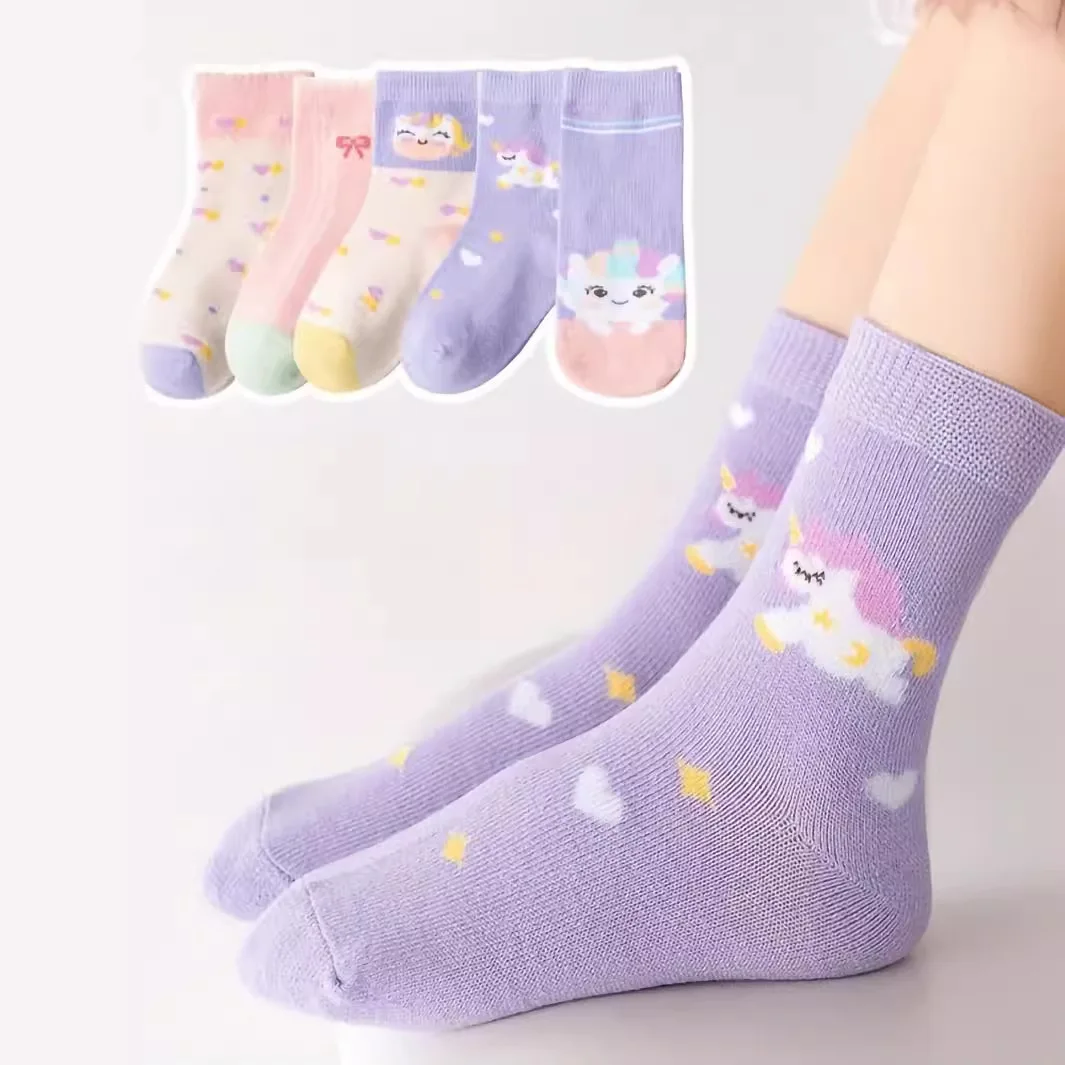 Calcetines infantiles unicornio hasta la pantorrilla para niñas otoño - imagen 4