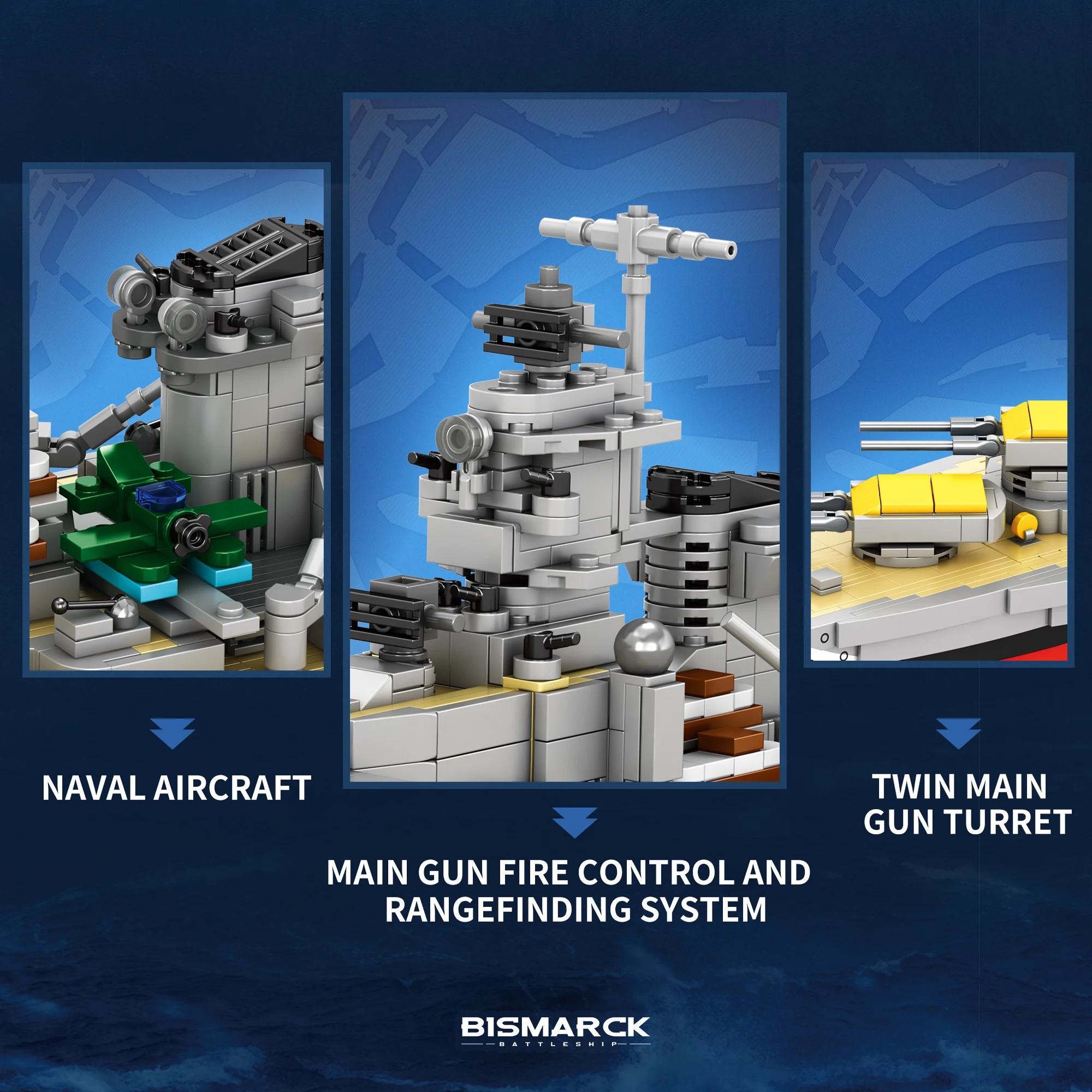 Bloques de construcción buque de guerra Bismarck, modelo clásico - imagen 3