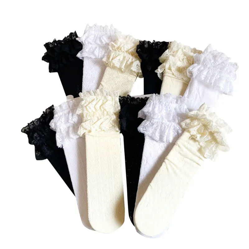 Calcetines de encaje con volantes para niña – Algodón transpirable verano - imagen 5