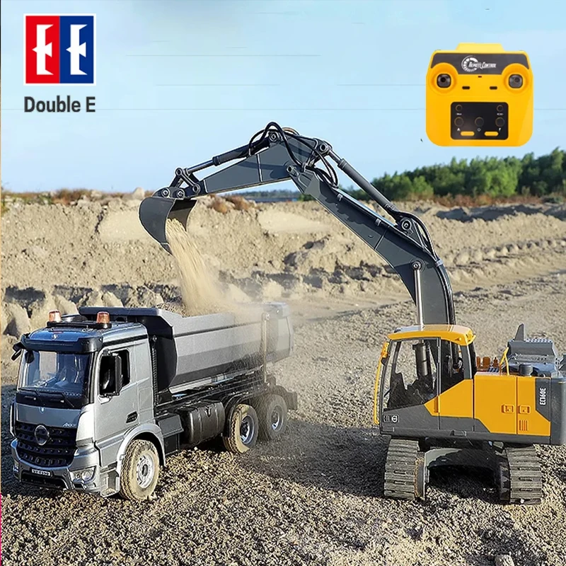 Excavadora de control remoto sobre orugas de ingeniería para niños