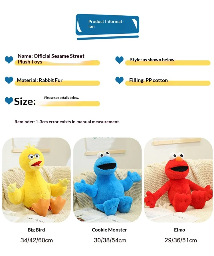 Personaje de peluche de Plaza Sésamo para regalo