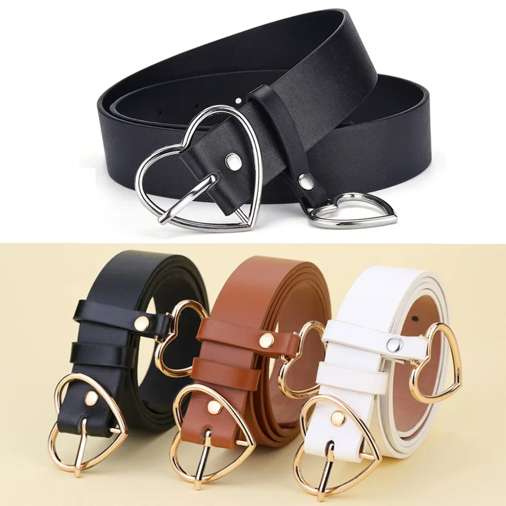 Cinturón corazón de cuero para niñas – Hebilla camel estilo retro - imagen 3