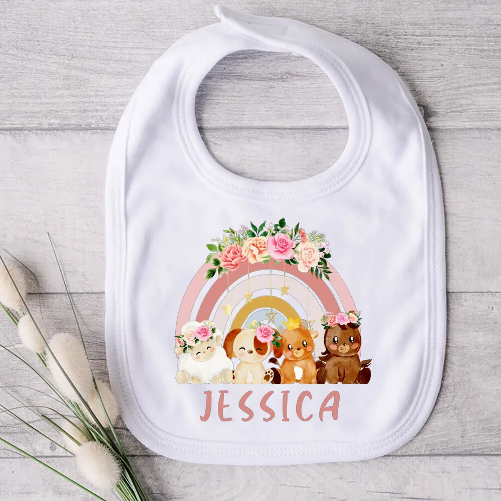 Babero personalizado con nombre para bebé – Algodón suave premium