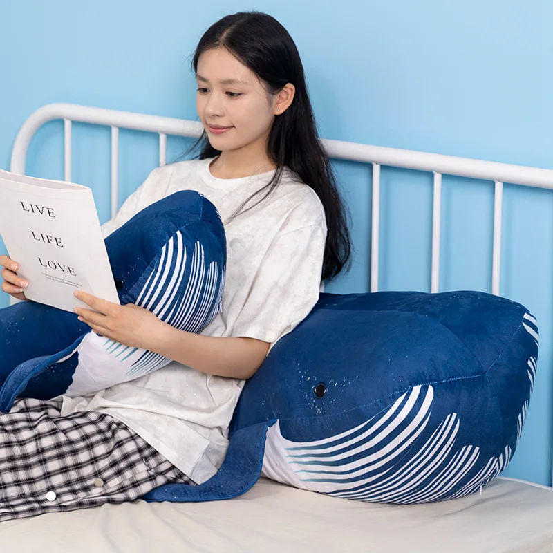 Almohada de peluche de ballena azul gigante para sofá - imagen 4
