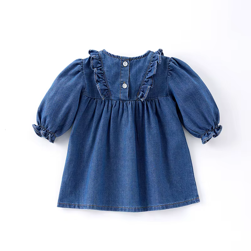 Vestido vaquero manga larga bebé niña suave algodón primavera otoño - imagen 2