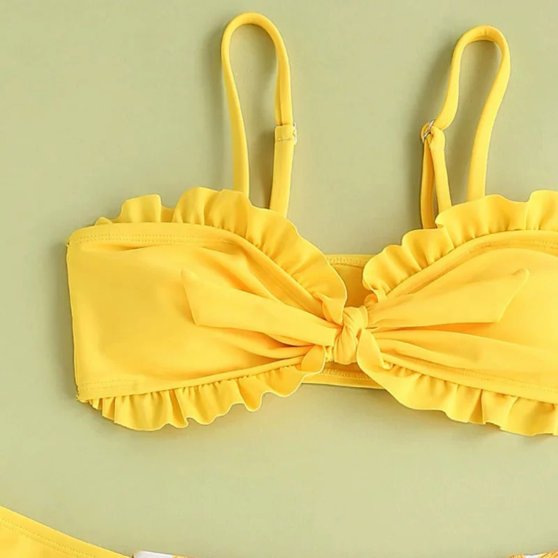 Conjunto traje de baño estampado infantil para niñas verano