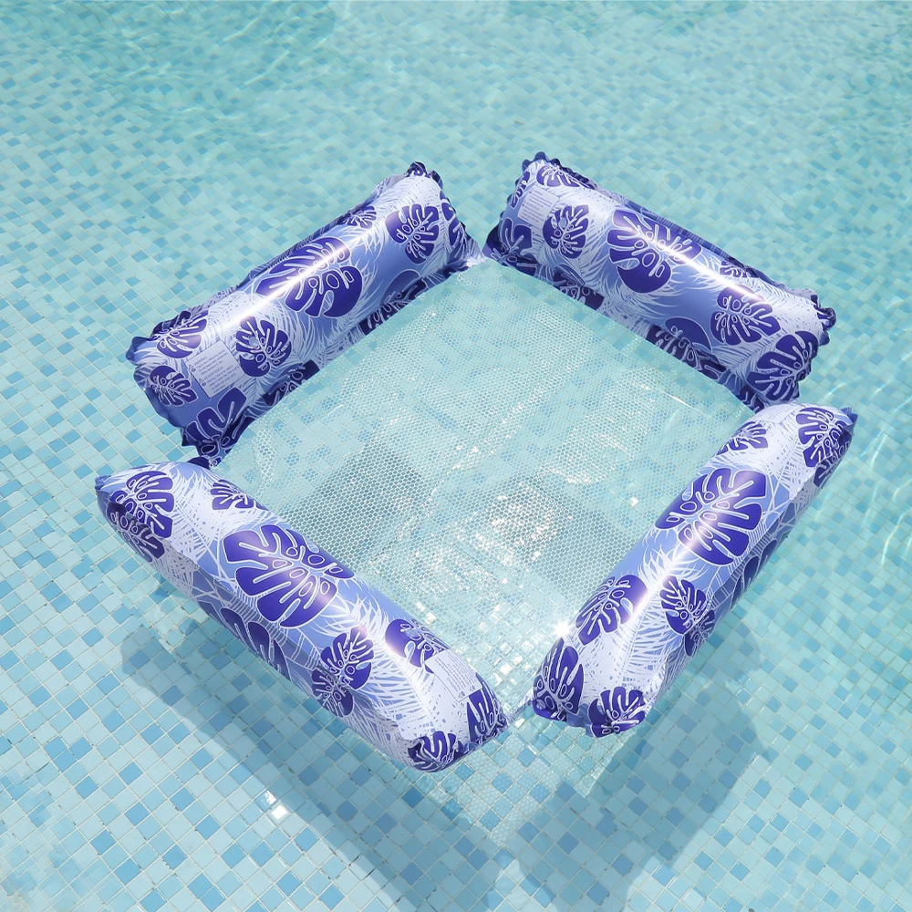 Hamaca flotante inflable de rayas diagonales para piscina