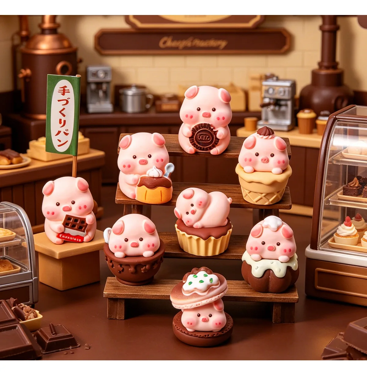 Figuras cerdo chocolate mini para adornos de escritorio y regalos