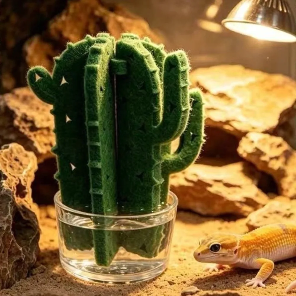 Humidificador para reptiles con diseño de cactus decorativo - imagen 3