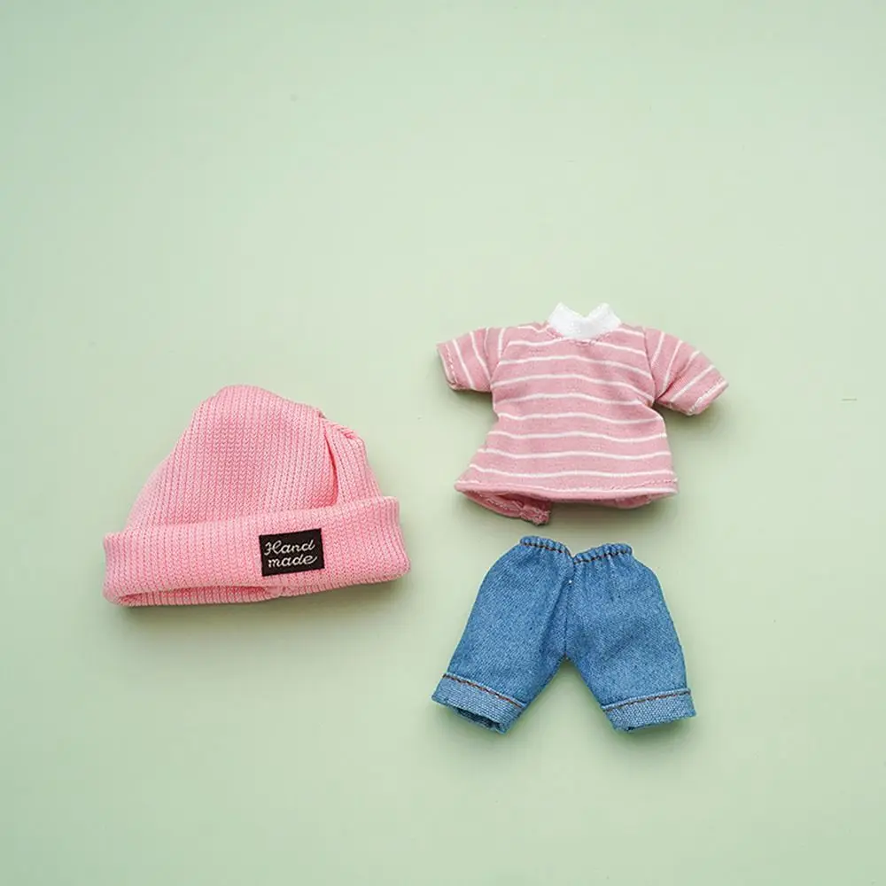 Conjunto de ropa para muñecas BJD con camiseta vaquera y gorro