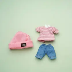 Conjunto de ropa para muñecas BJD con camiseta vaquera y gorro