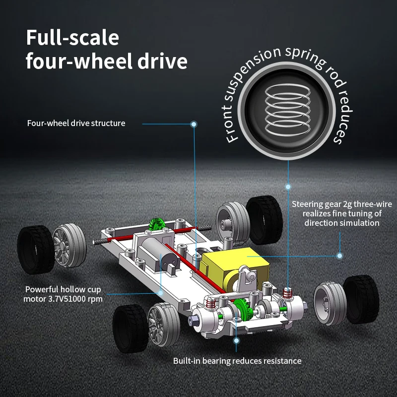Coche teledirigido drift de carreras tracción total para niños - imagen 5