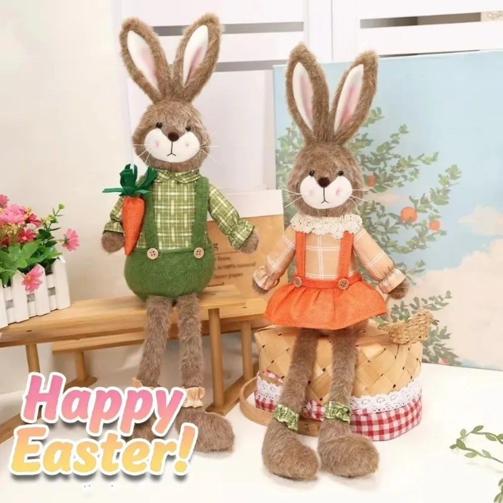 Adorno de Pascua de peluche conejo de patas largas