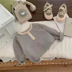 Camiseta manga larga de rayas para niño – Algodón transpirable