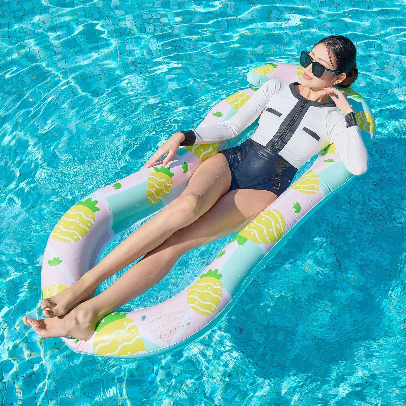 Colchoneta inflable para piscina con tumbonas y hamaca - imagen 3