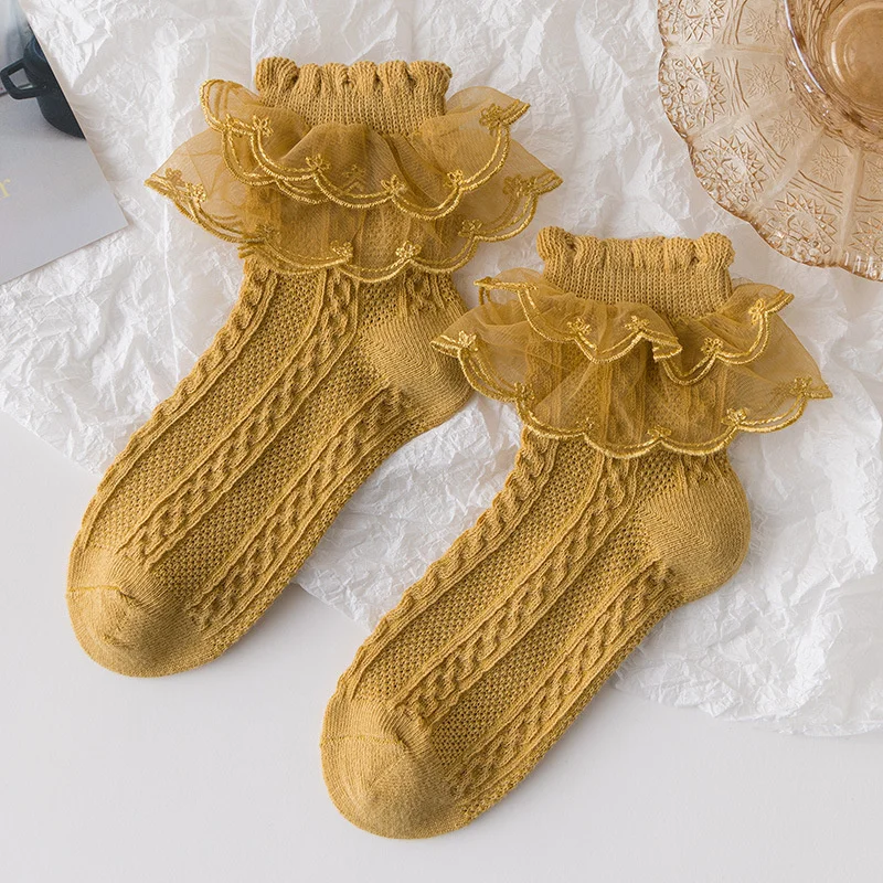 Lawadka Calcetines de encaje para niña – Estilo tutú - imagen 4