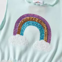 DXTON vestido de lentejuelas arcoíris sin mangas para niña