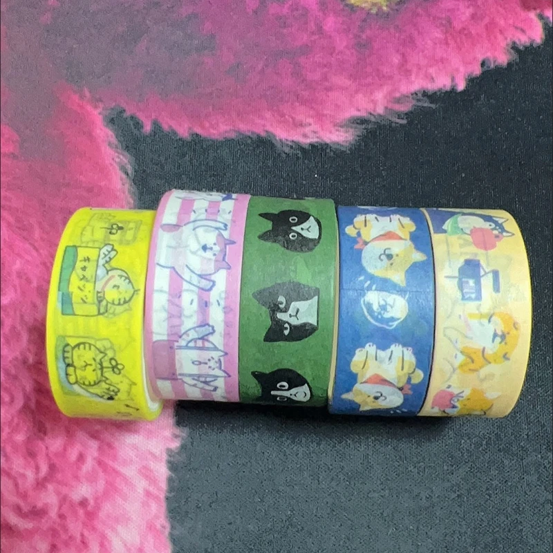 Cinta washi decorativa gatos y perros estilo japonés para manualidades - imagen 5