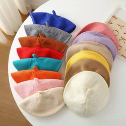 Gorro de punto para bebé de primavera y otoño, color liso