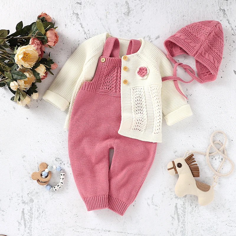 Conjunto pelele y abrigo de punto para bebé recién nacido otoño - imagen 5