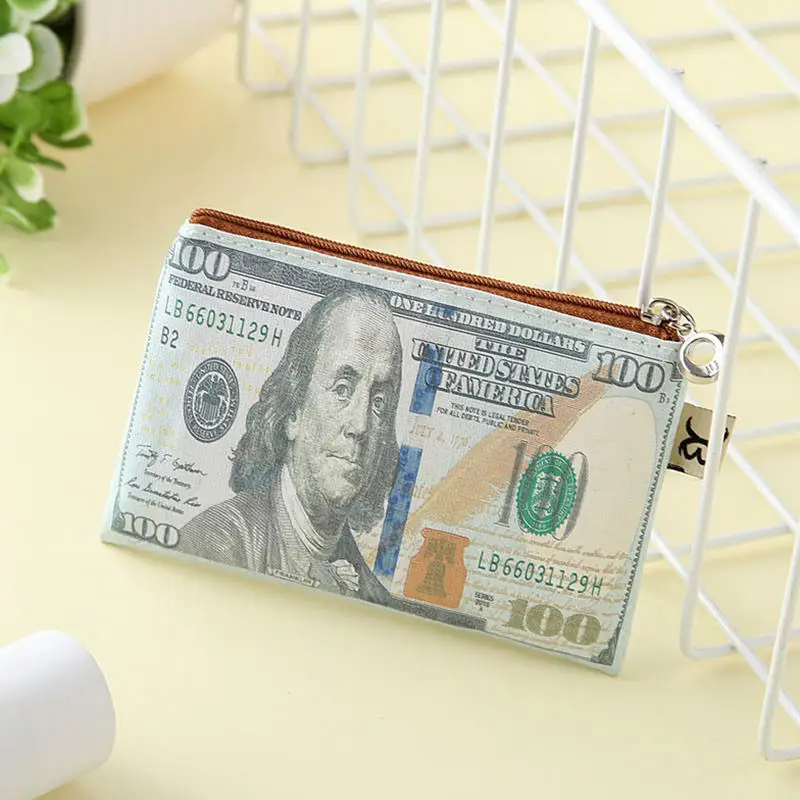 Cartera larga de lona con estampado de monedas y cremallera - imagen 2