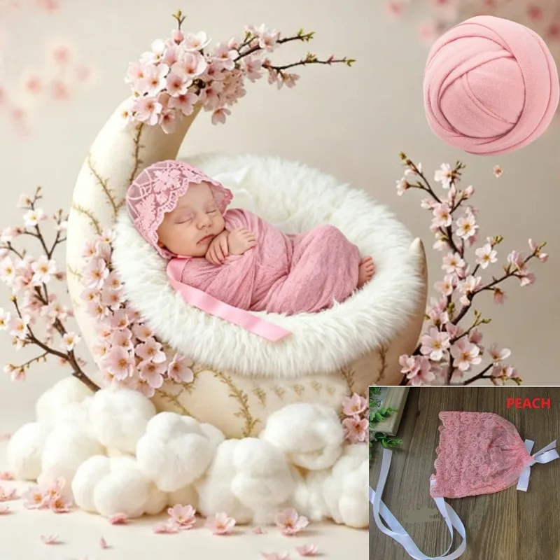 Conjunto recién nacido gorro de encaje y manta suave Angora floral - imagen 2