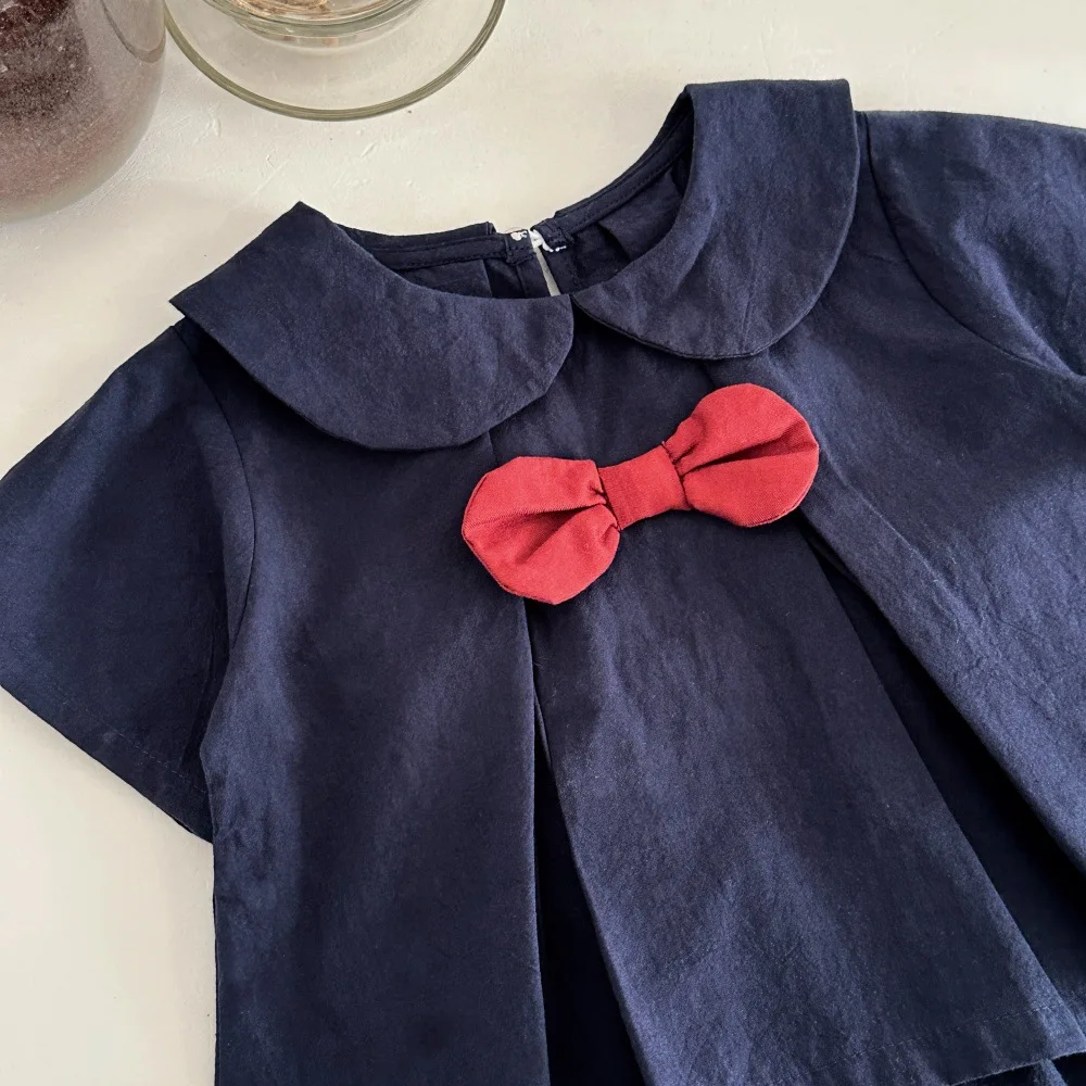 MILANCEL vestido de bebé verano preppy color liso ligero para niña - imagen 4